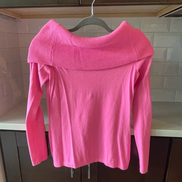 Christin cashmere off the shoulder fold over sweater - Picture 3 of 6